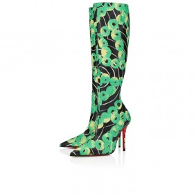 Christian Louboutin Miss Z Botta 100 Mm Boots Gaagal Coated Canvas Tropical