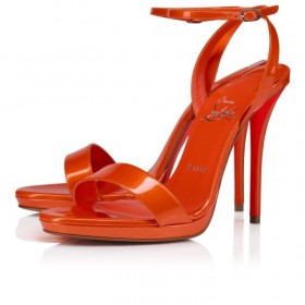 Christian Louboutin Miss Z Sandal Queen 120 Mm Strappy Sandals Pearlescent Patent Calf Leather Magma