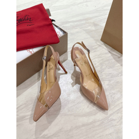 Christian Louboutin Posticha Slingback Pumps 80mm Leather And Pvc Nude