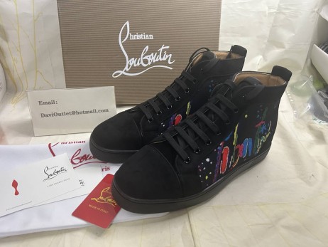 Christian Louboutin Louis Orlato High-top Sneakers Canvas Black Multi