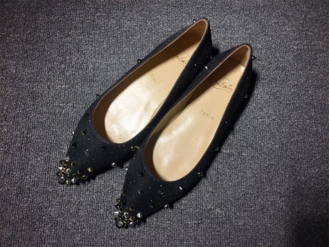Christian Louboutin Degraspike Balett Lakások Szövet Fekete