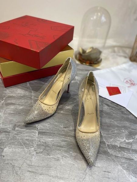 Christian Louboutin Follies Strass Szivattyúk 100mm Csillogó Ezüst
