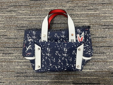 Christian Louboutin Frangibus Még Táska Grafikus Vásznat, Bőr Navy