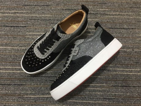 Christian Louboutin Happyrui Cipők Csillogó Bőr Strass Fekete Ezüst
