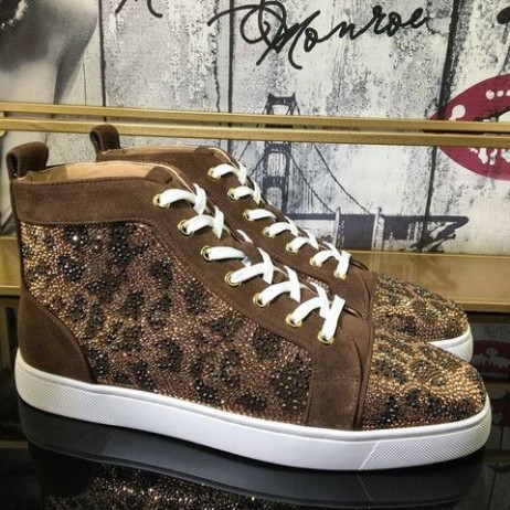 Christian Louboutin Louis Strass Magas Szárú Cipők, Velúr Bőr Verzió Moka