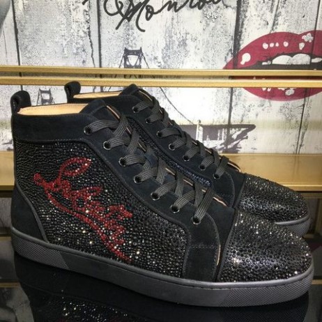 Christian Louboutin Louis Strass Magas Szárú Cipők Velúr Logó Strassz Díszítés Fekete