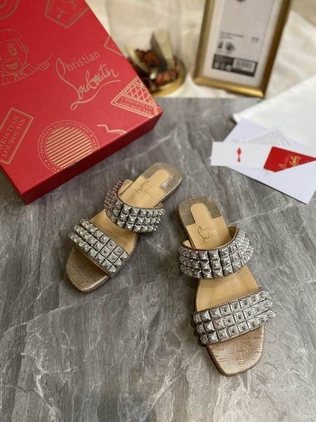 Christian Louboutin Myriadiam Lapos Dia Szandál Ezüst Metál Parafa