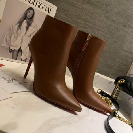 Christian Louboutin Szóval Kate Zsákmány Boka Csizma 85mm Barna Borjúbőr