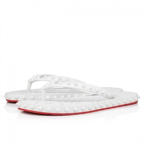 Christian Louboutin Szuper Loubi Flip Nő Öszvérek Gumi Bianco Christian Louboutin Cipő