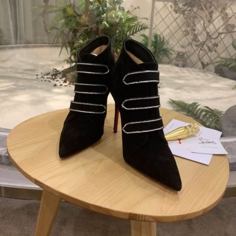 Christian Louboutin Triniboot Boka Csizma Veau Velúr Strass Fekete
