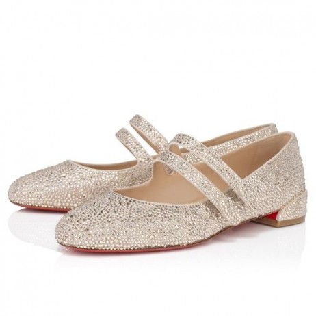 Christian Louboutin Édes Jane Strass Balerinák Veau Velúr De Strass Meztelen 1