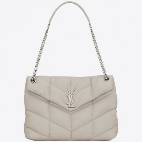 Saint Laurent Loulou Puffer Kis Táska Fehér Báránybőr Saint Laurent Táskák