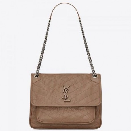 Saint Laurent Közepes Niki Táska Bézs Gyűrve Bőr Saint Laurent Táskák