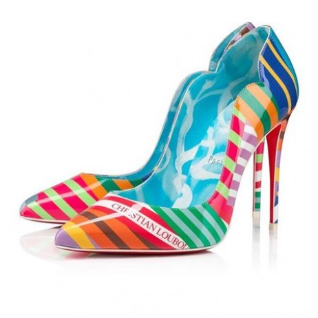 Christian Louboutin Szivattyúk Dögös Csaj 100 mm Multi/lin Kék-fehér bőröv