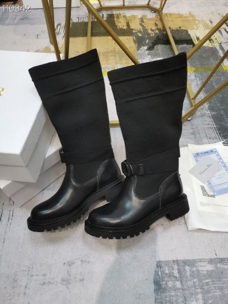 Dior D-Dúr Női Boka Boot Szövet Fekete Borjúbőr