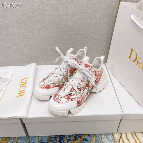 Dior D-csatlakoztassa Cipők Műszaki Szövet Piros, Fehér, Vegyes