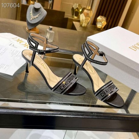 Dior Dway Sarkú Szandál 65mm Fekete Pamut Hímzett