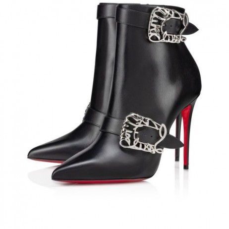 Christian Louboutin Giddylina Zsákmány 100 Mm-Es Alacsony Csizma Borjú Bőr Fekete