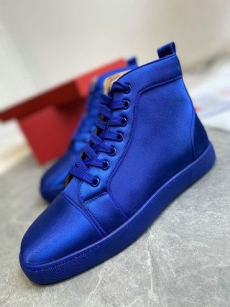 Christian Louboutin Louis Orlato Magas szárú Cipő Krepp Szatén Kék