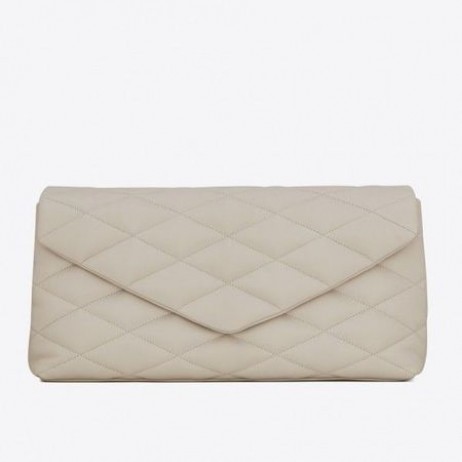 Saint Laurent Sade Puffer Boríték Kuplung Fehér Báránybőr