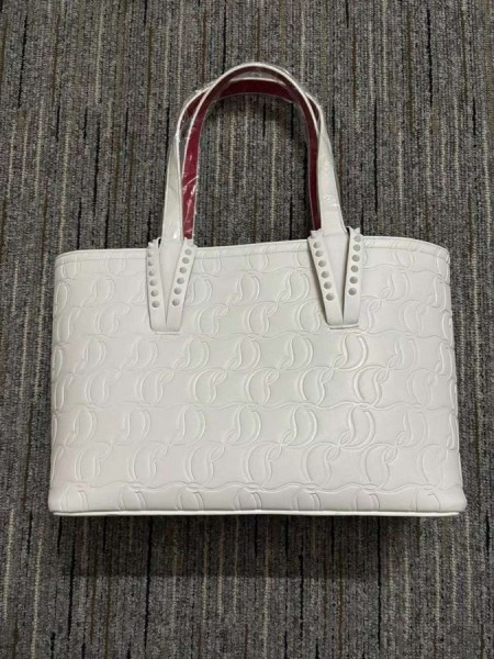 Christian Louboutin Cabata Táska Monogramos Cl Dombornyomott Nappa Fehér
