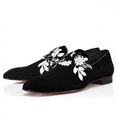 Christian Louboutin Pitypang Petunia Naplopók Bársony Valamint A Szabadalmi Bőr Fekete