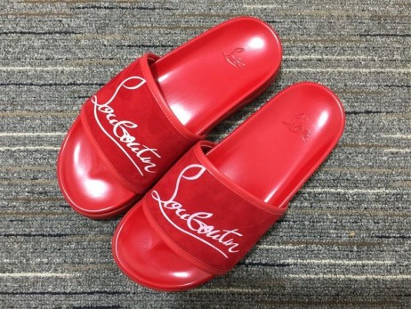 Christian Louboutin Haditengerészet Medence Lapos Szandál Bőr -, gumifeldolgozó Piros