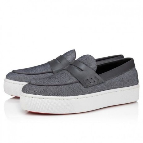 Christian Louboutin Paqueboat Hajó Cipők Vászon Ország Borjú Bőr Füstös Christian Louboutin Cipő