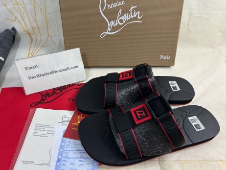 Christian Louboutin Surf Lapos Gumi Szandál Fekete Christian Louboutin Cipő