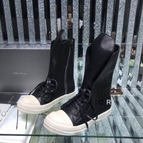 Rick Owens Ramones Magas Felső Bőr Csizma Fekete Rick Owens Cipő