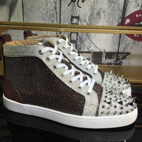 Christian Louboutin Lou Pik Pik Oralto Tüskés Magas szárú Cipők, Csillogó Bőr Multi