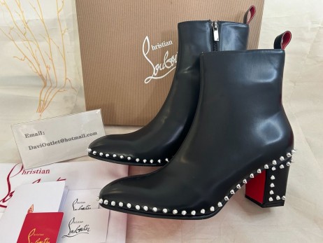 Christian Louboutin Rosalio Szem Tüskék 70 Mm-Es Csizma Borjú Fekete Christian Louboutin Cipő