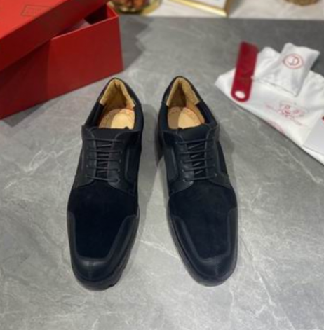 Christian Louboutin Simon Derby Borjúbőr Velúr Bőr Fekete