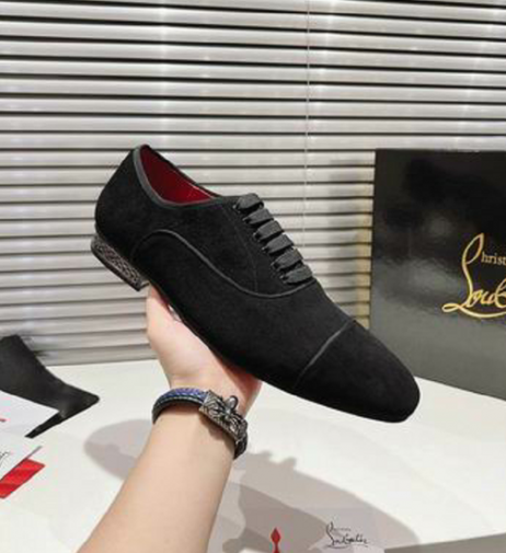 Christian Louboutin Greggyrocks Oxford Cipő, Fekete Bársony