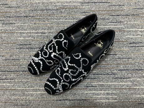 Christian Louboutin OctoDandelion Strass Naplopók Bársony Fekete