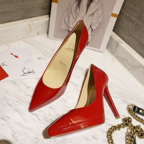 Christian Louboutin Pigalle Platón Szivattyúk 100mm Szabadalmi Bőr, Piros