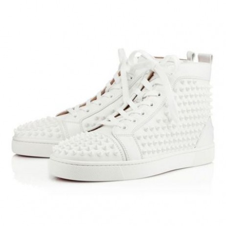 Christian Louboutin Magas szárú Louis Fehér/fehér Bőr Cipő