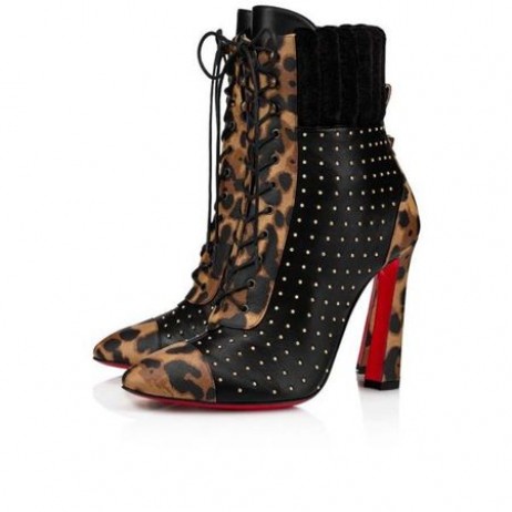 Christian Louboutin Spikita Zsákmány Dakita 100 mm-es, Barna/fekete/ant Arany Borjú Cipő