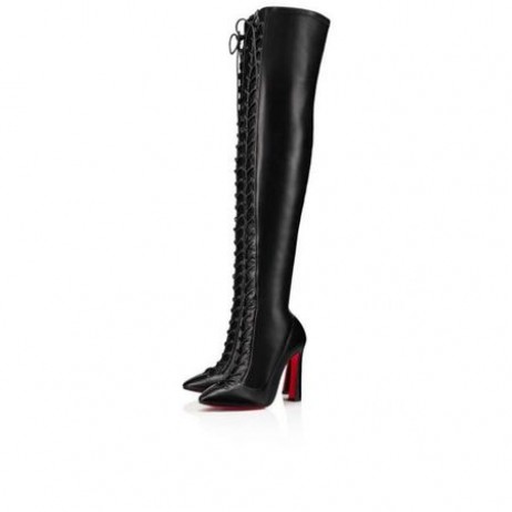 Christian Louboutin Magas Boot Anjel 100 mm, Fekete Nappa
