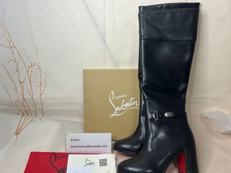 Christian Louboutin Magas Csomagtartó Zár szendrődi v., 70 mm-es Fekete/fekete Lucido Borjú