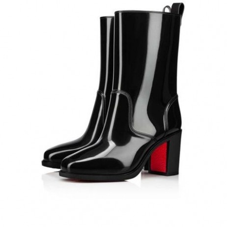 Christian Louboutin Magas Boot Loubirain 70 mm, Fekete PVC