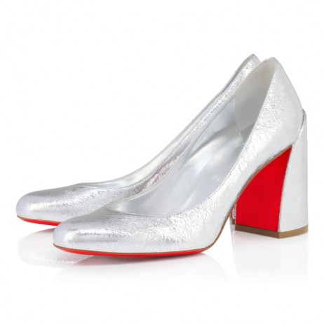 Christian Louboutin Miss Sab 85 Mm Pumps Laminated Calf Leather Silver