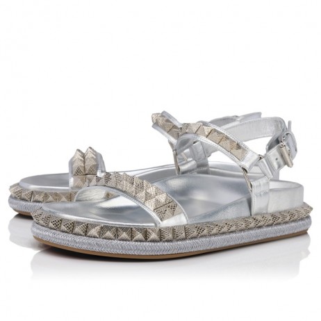Christian Louboutin Pyrabizz Sandal Sandals Laminated Nappa Leather Silver