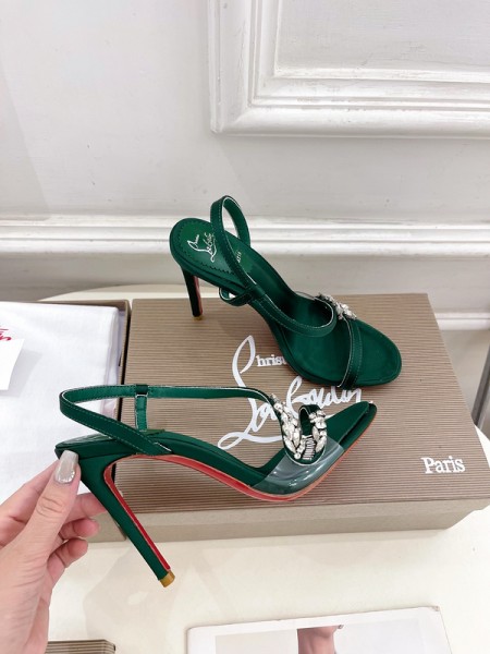 Christian Louboutin Rosalie Red Carpet 100 Mm Pumps Crepe Satin Green