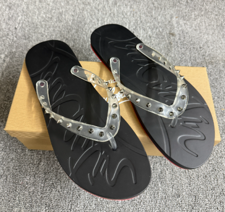 Christian Louboutin Super Loubi Flip Mules Rubber Black Transparent
