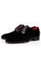 Christian Louboutin Chambeliss Derby Lapos Bársony, Fényes Fekete Bőr
