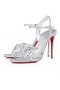 Christian Louboutin Degrasandal Királynő 100mm Szandál Pvc Iridecent Nappa Bőr Ezüst CL Cipő Bolt