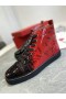 Christian Louboutin Louis Lapos Degraloubi Magas szárú Férfi Cipő bőröv Fekete Piros