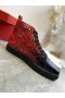 Christian Louboutin Louis Lapos Degraloubi Magas szárú Férfi Cipő bőröv Fekete Piros