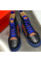 Christian Louboutin A Férfiak Louis Szőtt Tüskék Lapos, Magas Szárú Cipők, Fekete, Kék